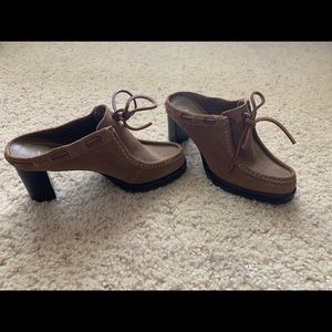 Ralph Lauren leather and suede mules